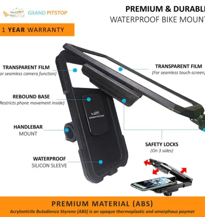 GrandPitstop - Waterproof Phone Mount ::Black